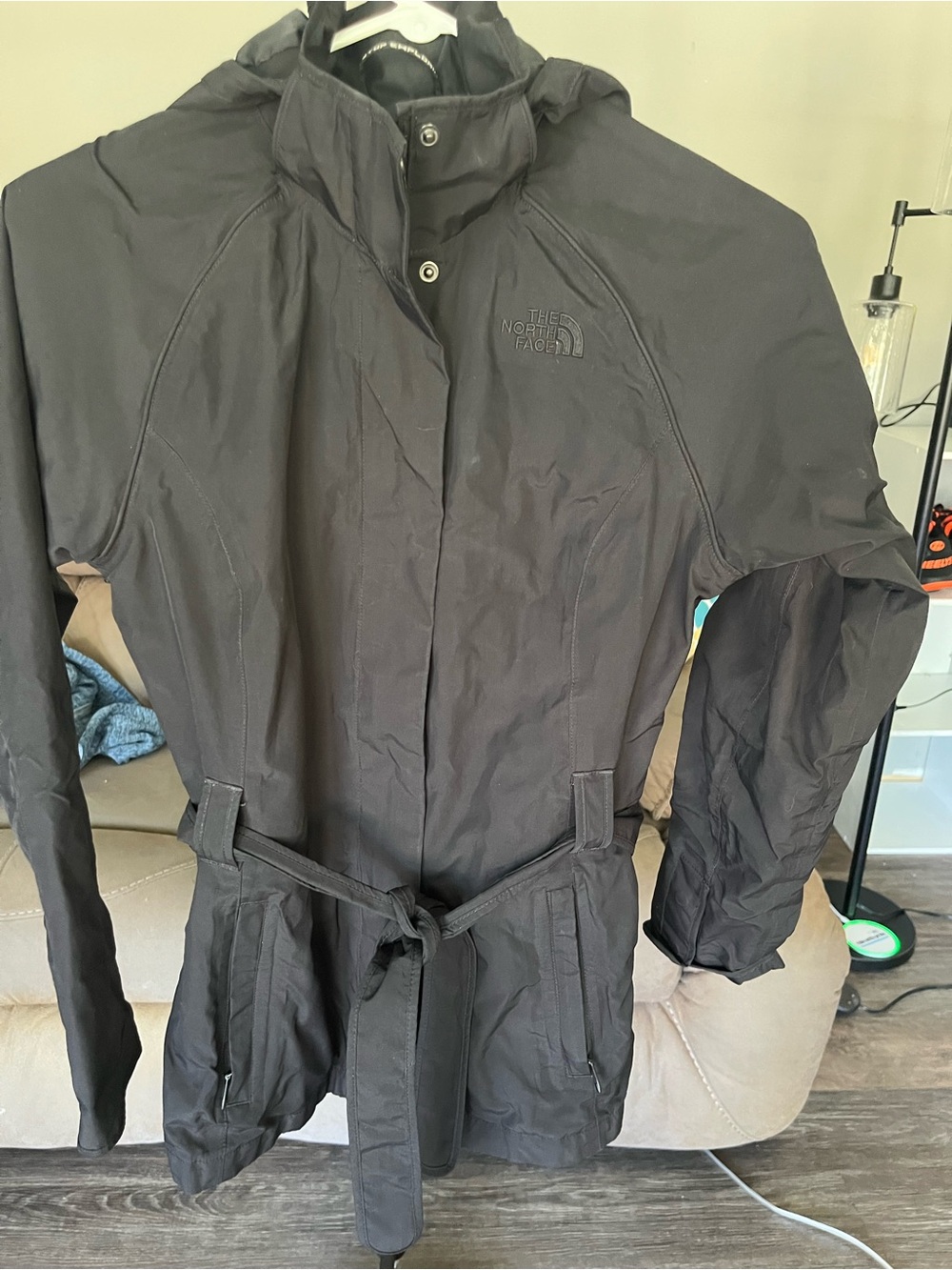 The North Face Women's Black Hooded Belted Trench Coat